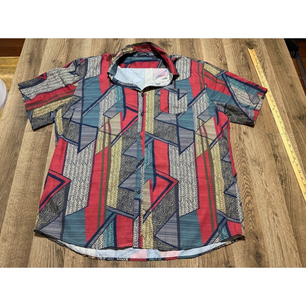 Mcedar Shirt, Men's Size 2XL, Multicolor, Geo Print, Short Sleeve, Button Up
